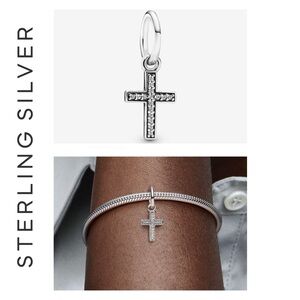 🌟 S925 Sterling Silver Diamond Cross Charm